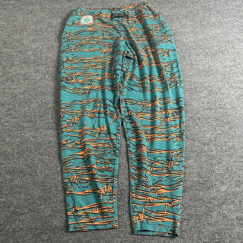 Vintage Miami Dolphins Pants Mens Medium Teal Orange NFL Football Zubaz 90s